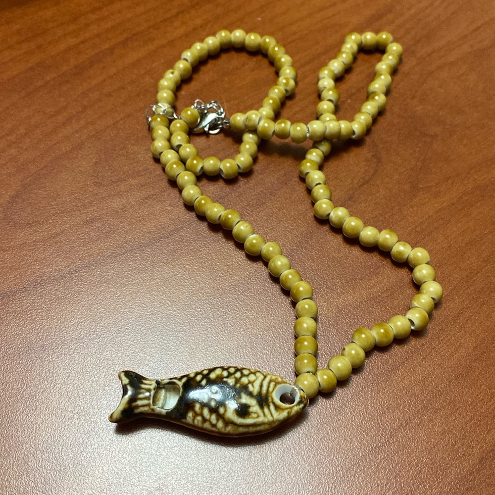 Ceramic/beaded whistle pendant/necklace